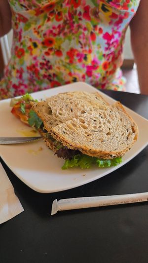 All Veggie sandwhich with multigrain sourdough bread at Mom's Bakery in Bandung