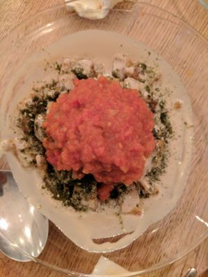 Kita fitfit - sauted squares of Ethiopian bread - simply delicious at Tenat in Tel Aviv