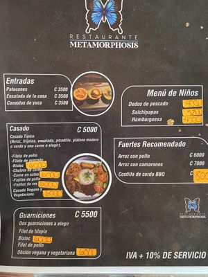 Menu January 2024  at Metamorphosis   in Alajuela