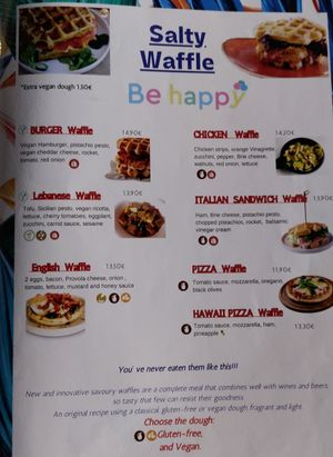Menu as of February 2025 at Be Happy in Gran Canaria