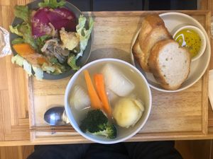 Soup dinner set at Shima Vegetable Restaurant おやさい食堂 in Takamatsu