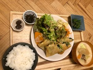 Dinner set at Shima Vegetable Restaurant おやさい食堂 in Takamatsu