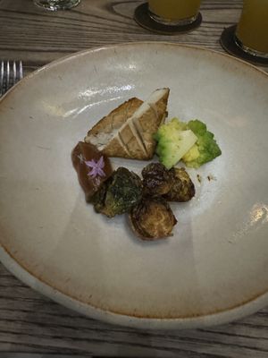 marinated tofu/ romanesco/ brussels sprouts/ cipollini/ smoked date & tamarind  at 3rd Cousin in San Francisco
