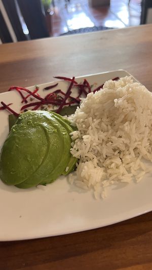 Rice with avo  at Tierra Mia in La Fortuna