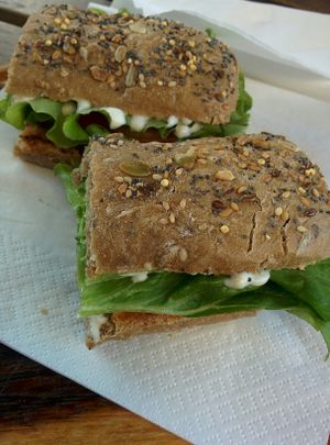 vegan chop sandwich at Universo Vegano - Navigli in Milan