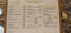 Cafe menu at Le Petit Dep  in Montreal