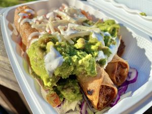 Vegan ChickUn Taquitos. Delicious ✨ at El Cantaro Vegan Mexican Restaurant in Monterey
