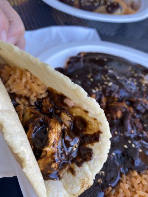 Chickn mole combo plate  at El Cantaro Vegan Mexican Restaurant in Monterey