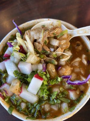 Pozole  at El Cantaro Vegan Mexican Restaurant in Monterey