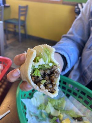 Ranchero taco at El Cantaro Vegan Mexican Restaurant in Monterey