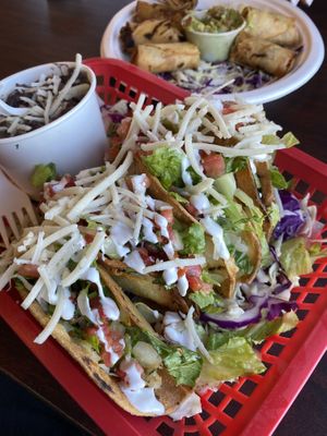 Potato taco with crispy tortilla at El Cantaro Vegan Mexican Restaurant in Monterey