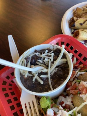 Black beans at El Cantaro Vegan Mexican Restaurant in Monterey