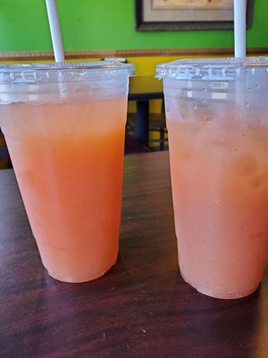 Watermelon peach water at El Cantaro Vegan Mexican Restaurant in Monterey
