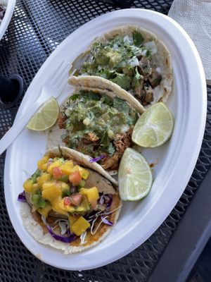 Fish, chicken and mushroom tacos at El Cantaro Vegan Mexican Restaurant in Monterey
