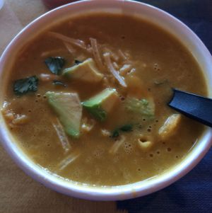 Small tortilla soup.  at El Cantaro Vegan Mexican Restaurant in Monterey
