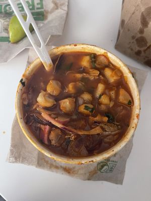 Pozole to go  at El Cantaro Vegan Mexican Restaurant in Monterey