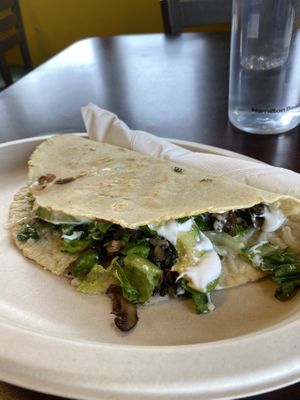 Mushroom quesadilla   at El Cantaro Vegan Mexican Restaurant in Monterey