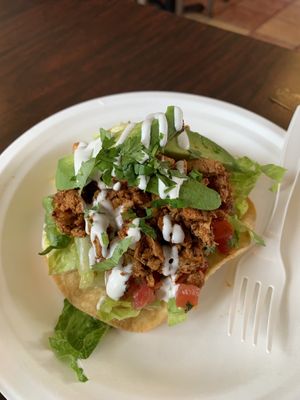 Chicken tostada   at El Cantaro Vegan Mexican Restaurant in Monterey