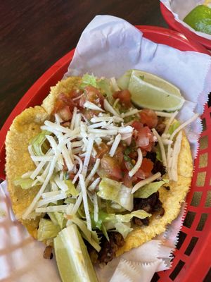 Ranchero taco  at El Cantaro Vegan Mexican Restaurant in Monterey