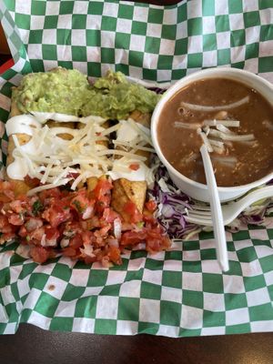 Taquito plate   at El Cantaro Vegan Mexican Restaurant in Monterey