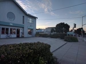 outside before dinner at El Cantaro Vegan Mexican Restaurant in Monterey