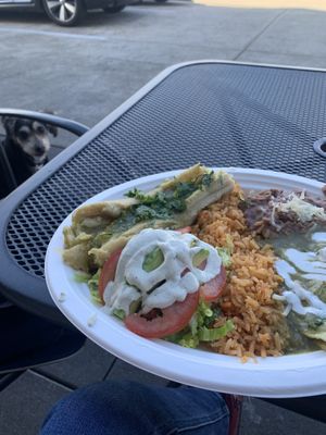 The tamale combo plate  at El Cantaro Vegan Mexican Restaurant in Monterey
