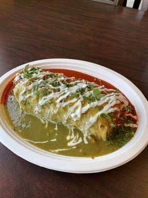 Veggie supreme Xmas style   at El Cantaro Vegan Mexican Restaurant in Monterey