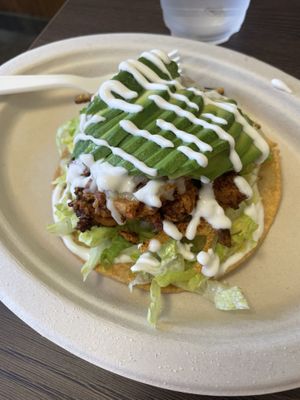 Tostada   at El Cantaro Vegan Mexican Restaurant in Monterey