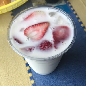 wonderful homemade horchata  at El Cantaro Vegan Mexican Restaurant in Monterey