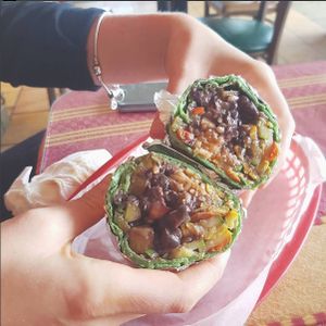 Pineapple burrito  at El Cantaro Vegan Mexican Restaurant in Monterey