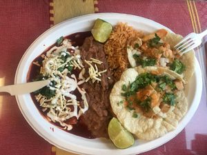 #2 combo plate! at El Cantaro Vegan Mexican Restaurant in Monterey
