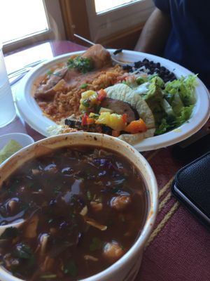 Soup and combo #4. So good!  at El Cantaro Vegan Mexican Restaurant in Monterey