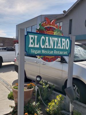 on the corner of Irving and Foam at El Cantaro Vegan Mexican Restaurant in Monterey