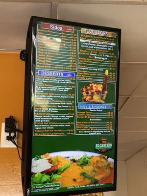 One of the menus at El Cantaro Vegan Mexican Restaurant in Monterey