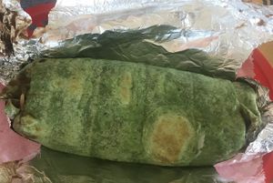 Pineapple Burrito in spinach tortilla 👌🏼 at El Cantaro Vegan Mexican Restaurant in Monterey