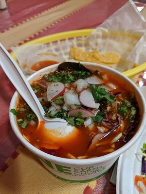 Pozole at El Cantaro Vegan Mexican Restaurant in Monterey