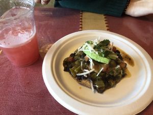 Tostada Nopales  at El Cantaro Vegan Mexican Restaurant in Monterey