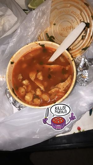 The pozole is unreal. So yummy. at El Cantaro Vegan Mexican Restaurant in Monterey