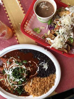 Potato Tacos & Enchiladas at El Cantaro Vegan Mexican Restaurant in Monterey