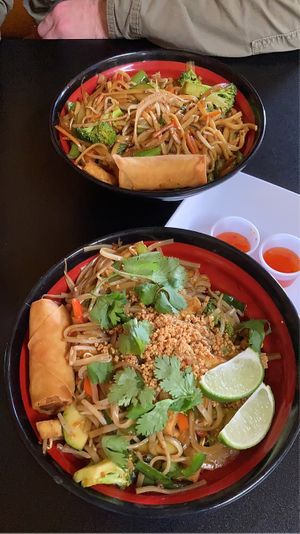 Pad Thai and lo mein.  at Kung Fu Asian Cafe in San Antonio