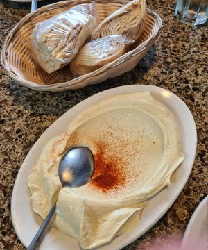 Hummus & Lebanese bread at Beirut Restaurant  in Romulus
