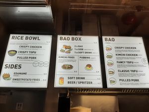 12,9 for rice bowl, 5,5 for edamame and fries, 9,9 for 2 bao at Bao Bar 1040 in Vienna