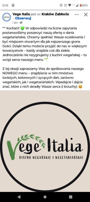  at Vege Italia in Krakow