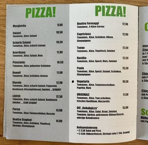 The dough of the pizza is actually vegan you can order the vegetaria without cheese and can top it with extra onion, garlic and basil if you like.   at Novum in Neukirchen Am Grossvenediger