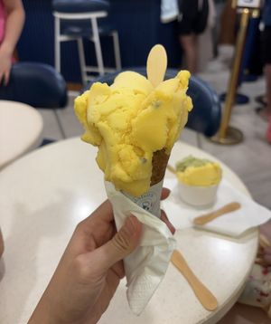 scoop of half mango, half passionfruit sorbet   at Maison Belmont in 