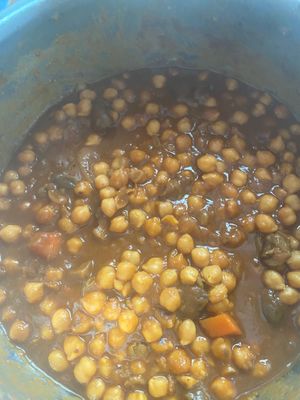 Chickpea curry
Pumkin, mushroom, gandules, carrot in a tomatoe sauce cooked in coconut water at Suka Kitchen Culebra  in Culebra
