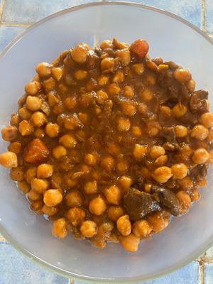 Chickpea curry
Pumkin, mushroom, gandules, carrot in a tomatoe sauce cooked in coconut water at Suka Kitchen Culebra  in Culebra