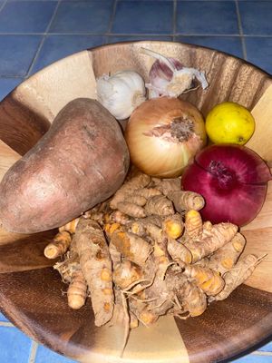 Fresh local tumeric from the farm!  at Suka Kitchen Culebra  in Culebra