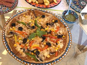 Veg pizza (GF- lentil & quinoa thin crust)    at Yovego  in Doha