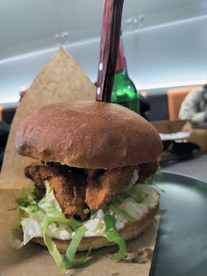 Fried oyster burger at Crusty Kuhna in Ljubljana